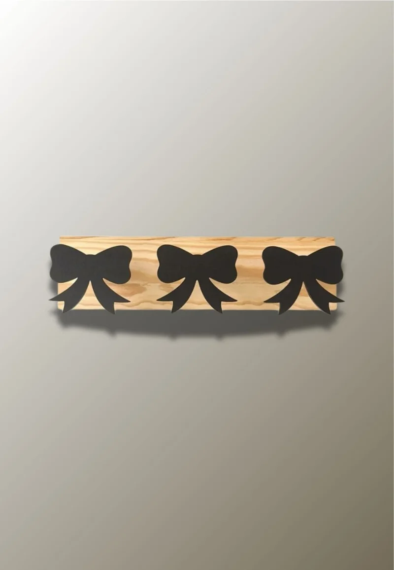 Porte manteau mural enfant triple Nœud papillon Noir