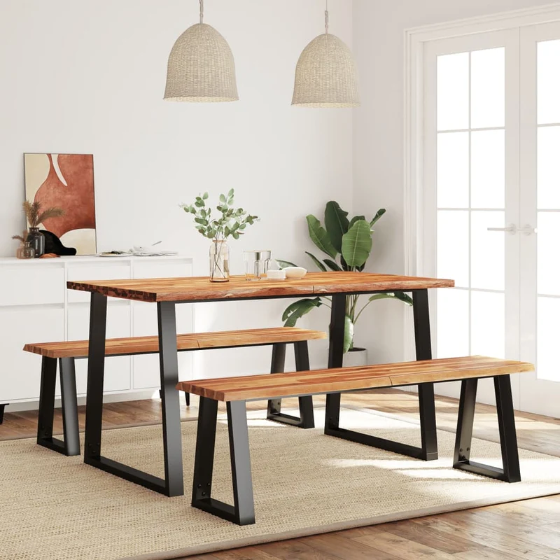 Table en Bois avec Banc Interieur