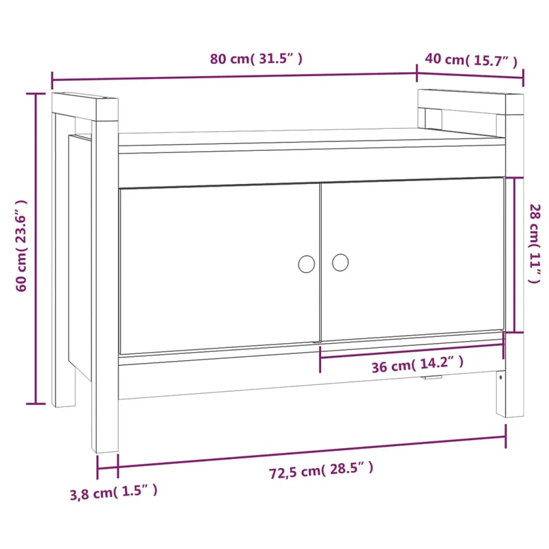 Banc d'Entrée Longueur 80 cm