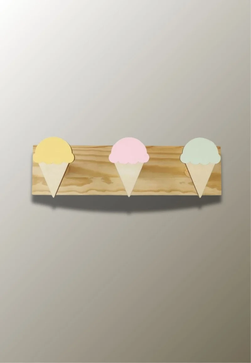 Porte manteau mural enfant triple Glace Multicolore 2