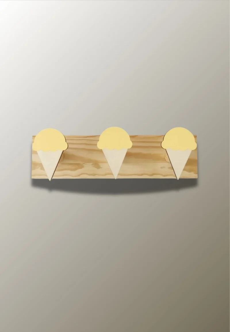 Porte manteau mural enfant triple Glace Jaune