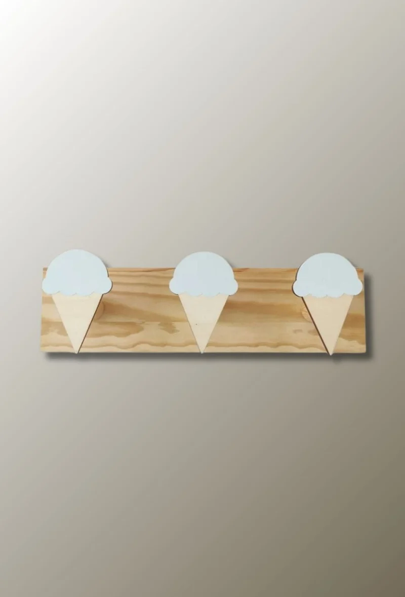 Porte manteau mural enfant triple Glace Bleu