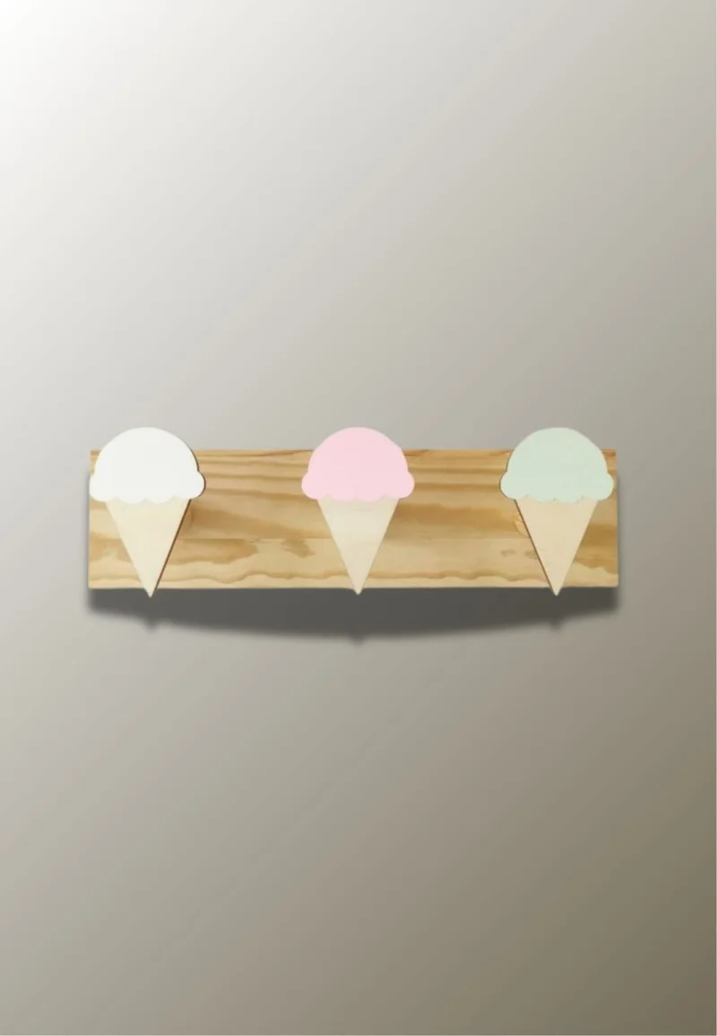 Porte manteau mural enfant triple Glace Multicolore