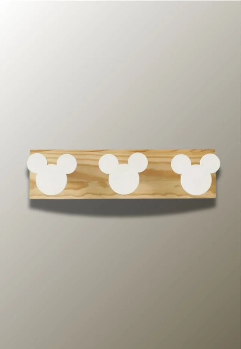 Porte manteau mural enfant triple Mickey Blanc