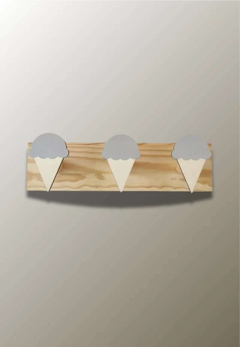Porte manteau mural enfant triple Glace Grise