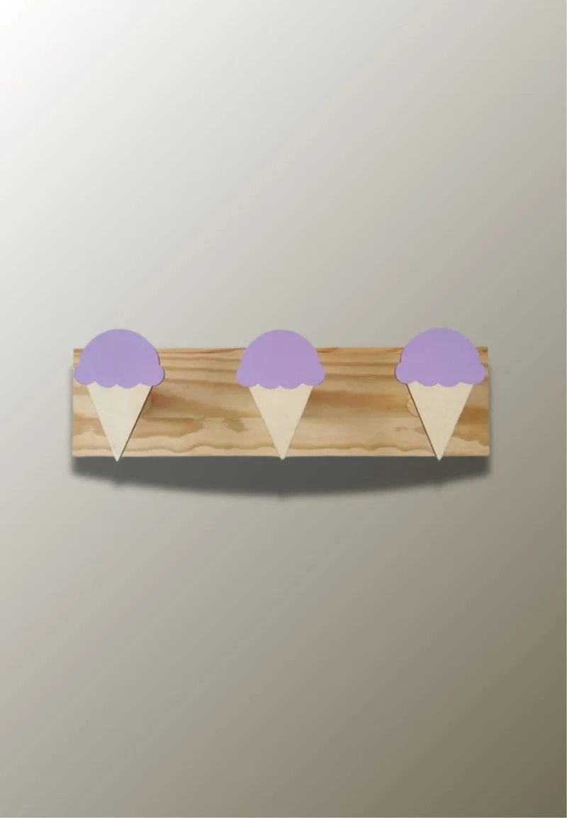 Porte manteau mural enfant triple Glace Violette