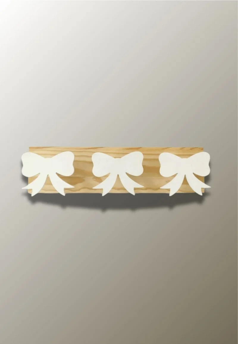 Porte manteau mural enfant triple Nœud papillon Blanc