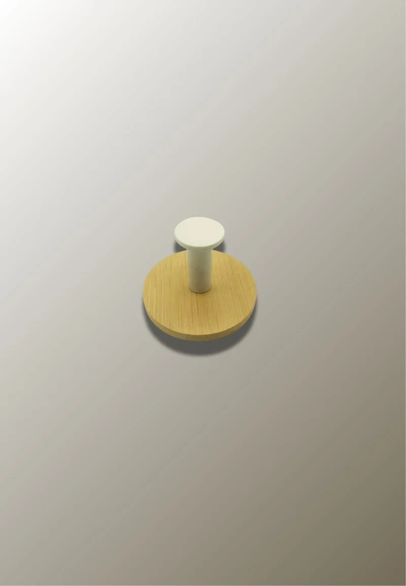 Patère porte manteau en Bois Circulaire Clouté Blanc
