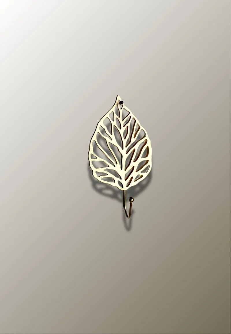 Patère porte manteau Feuille Epurée Dorée