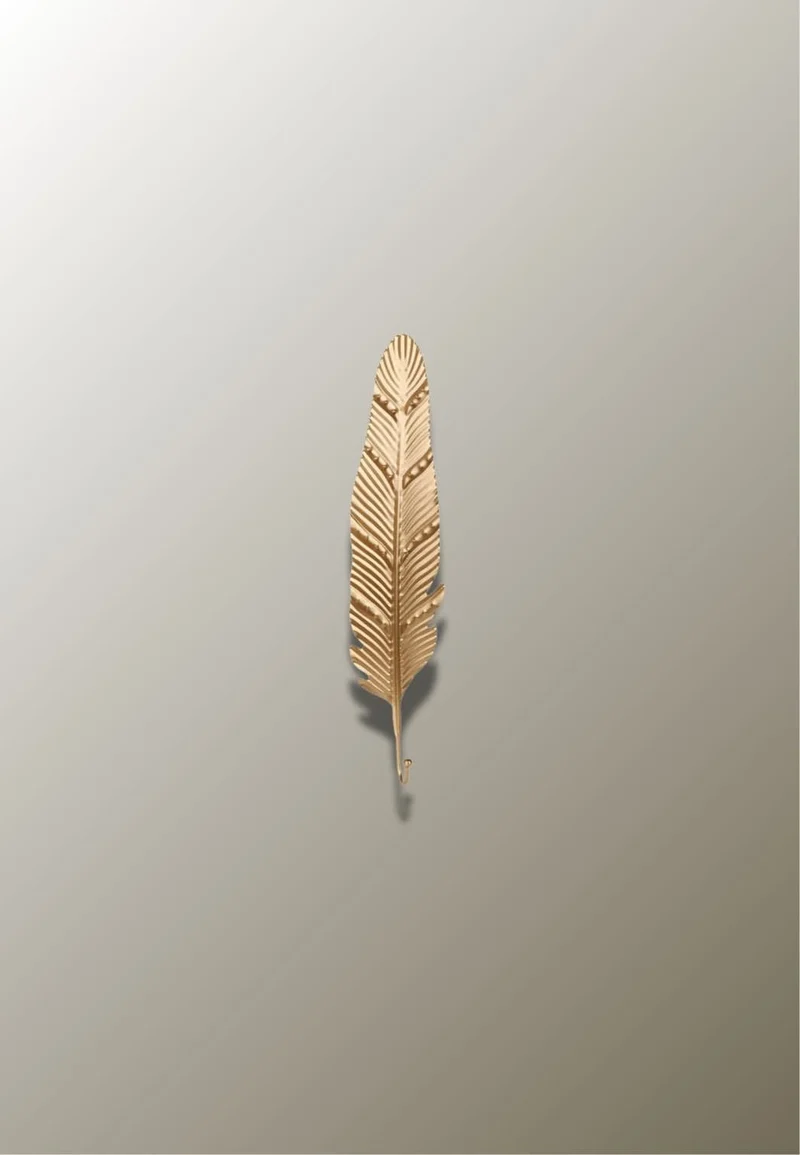 Patère porte manteau Feuille Plumée Dorée