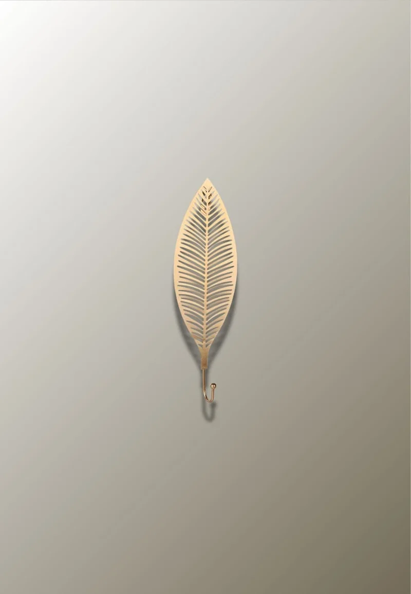 Patère porte manteau Feuille Design Dorée