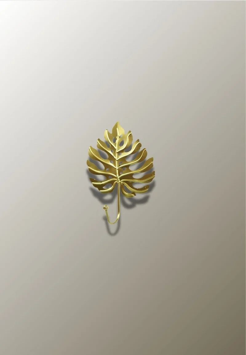 Patère porte manteau Feuille Trouée Dorée