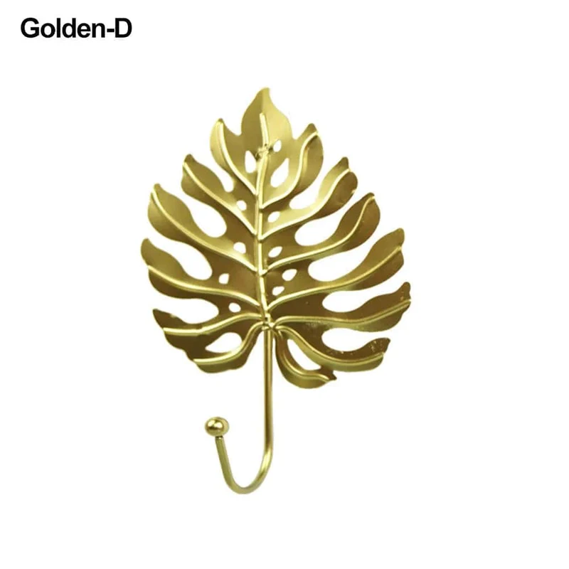 Patère porte manteau Feuille Trouée Dorée