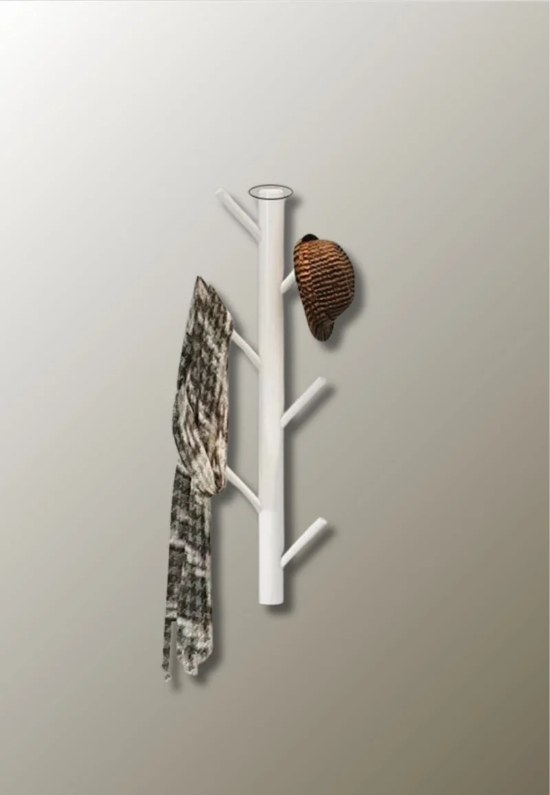Porte manteau mural arbre mini blanc