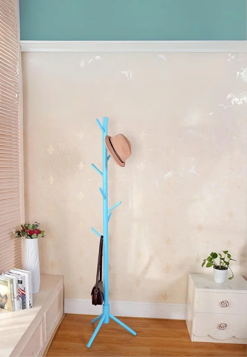 Porte manteau sur pied arbre tubé bleu ciel
