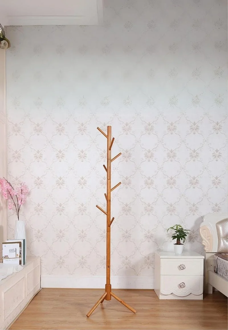 Porte manteau sur pied arbre tubé miel