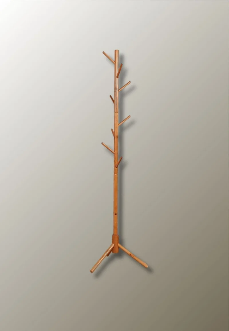 Porte manteau sur pied arbre tubé miel