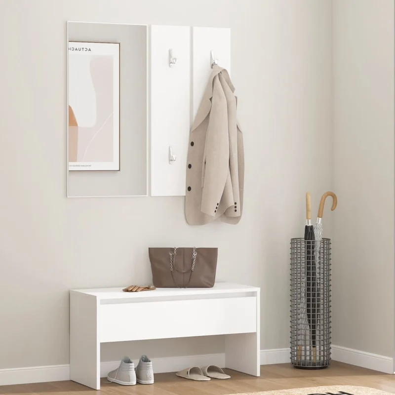 Meuble d'Entrée avec Banc et Porte Manteau