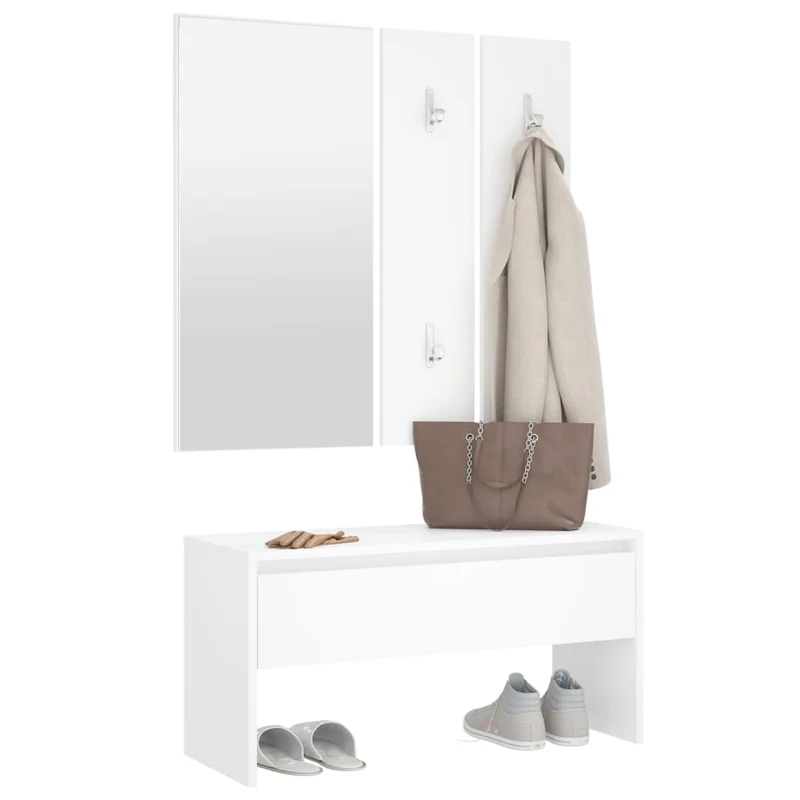 Meuble d'Entrée avec Banc et Porte Manteau
