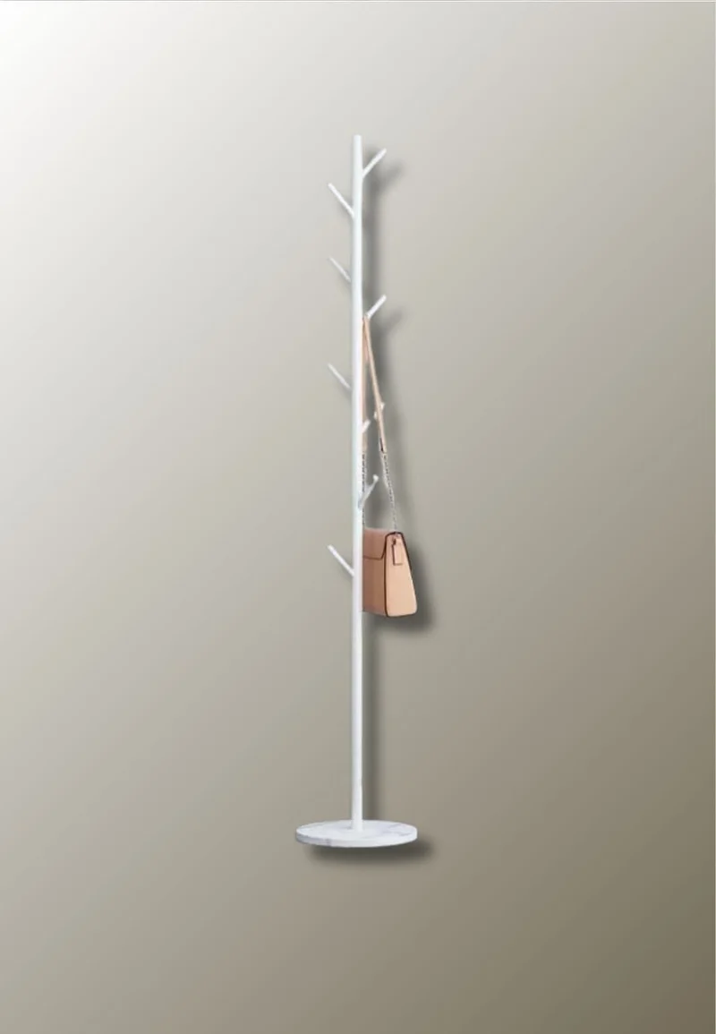 Porte manteau sur pied design arbre blanc sur base blanche