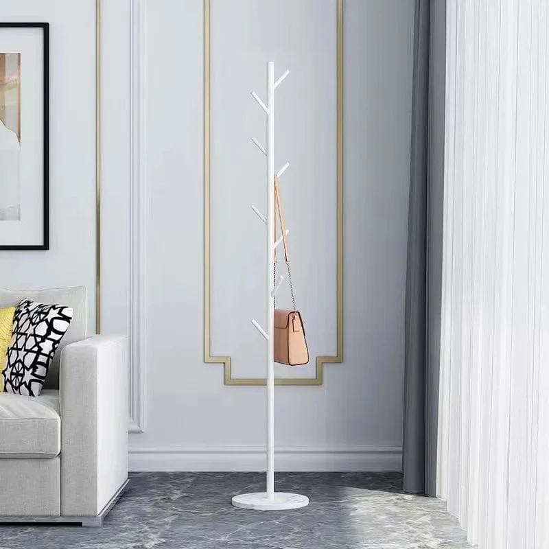 Porte manteau sur pied design arbre blanc sur base blanche