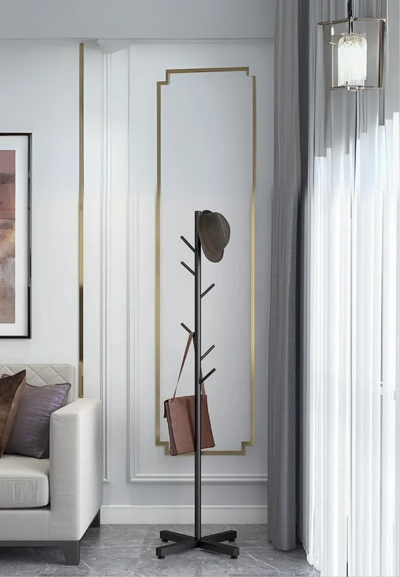 Porte manteau sur pied design arbre noir sur base croisée