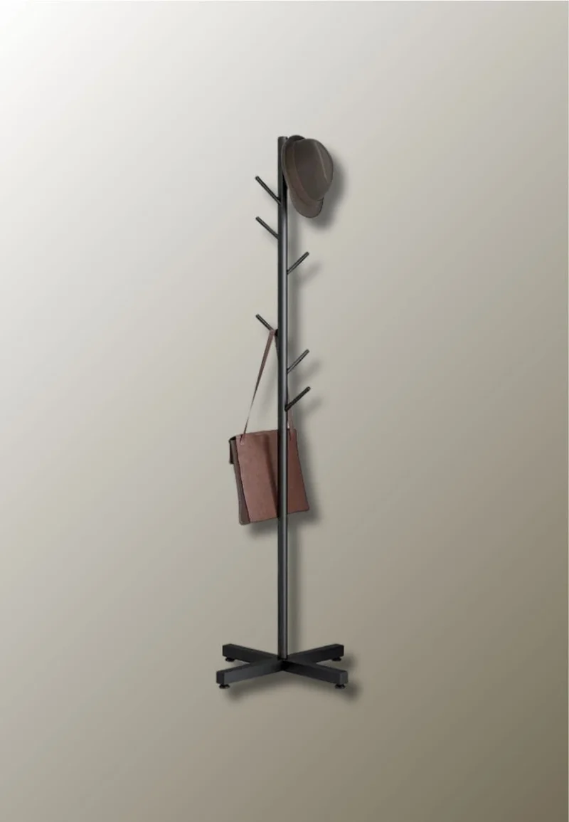 Porte manteau sur pied design arbre noir sur base croisée