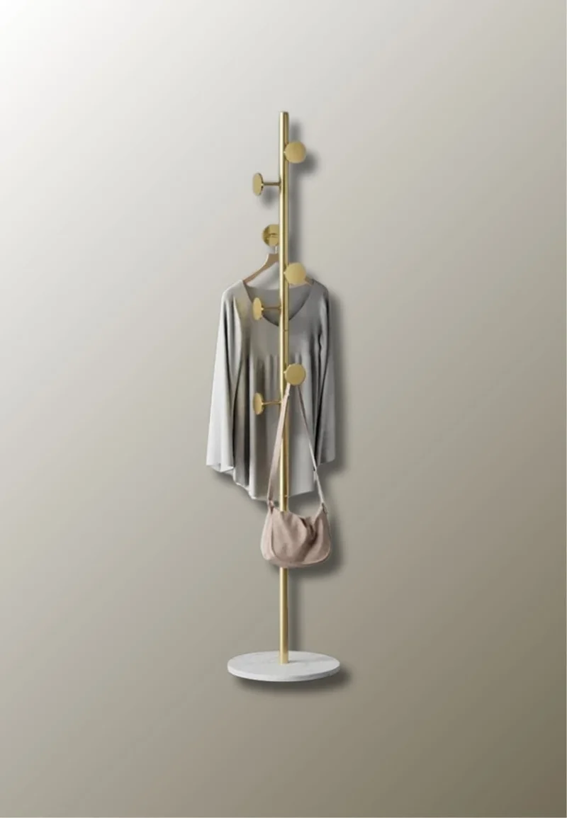 Porte manteau sur pied design champignon doré sur base blanche