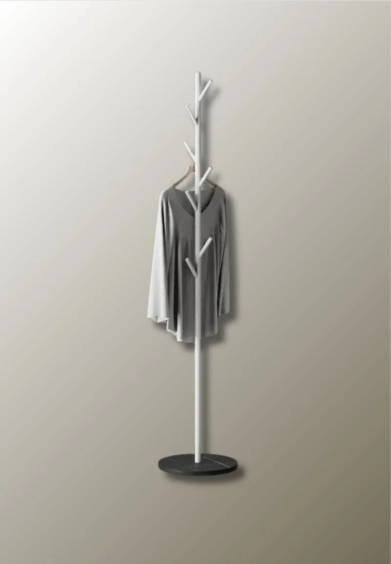 Porte manteau sur pied design arbre blanc sur base noire