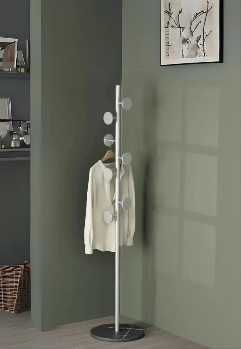 Porte manteau sur pied design champignon blanc sur base noire
