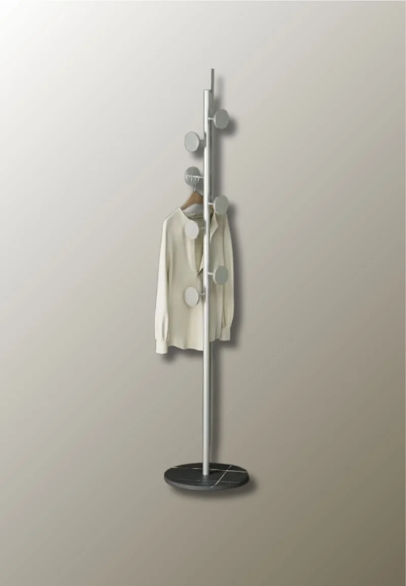 Porte manteau sur pied design champignon blanc sur base noire