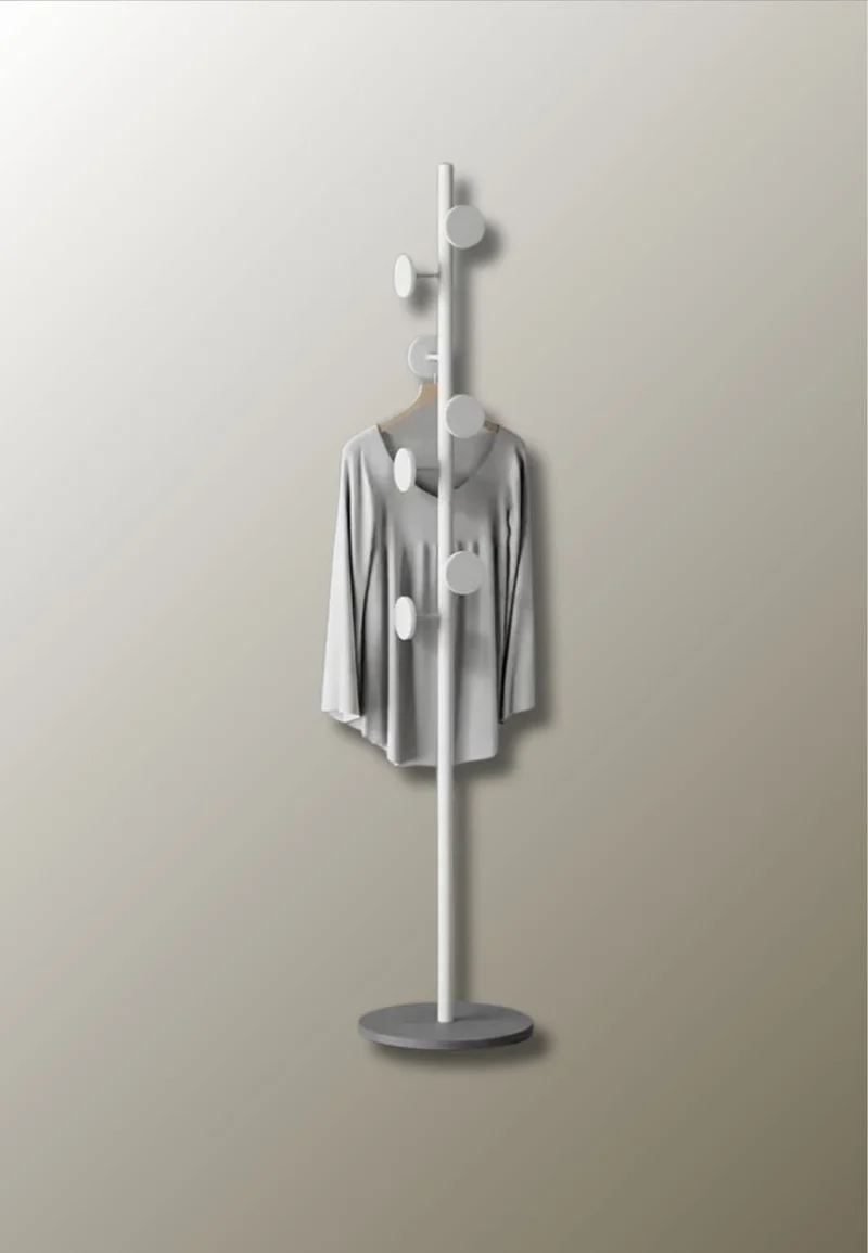 Porte manteau sur pied design champignon blanc sur base grise