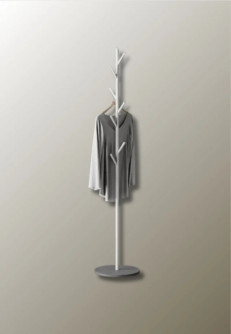 Porte manteau sur pied design arbre blanc sur base grise