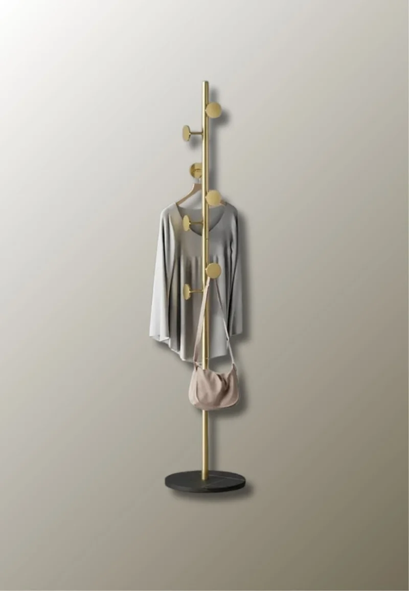 Porte manteau sur pied design champignon doré sur base noire