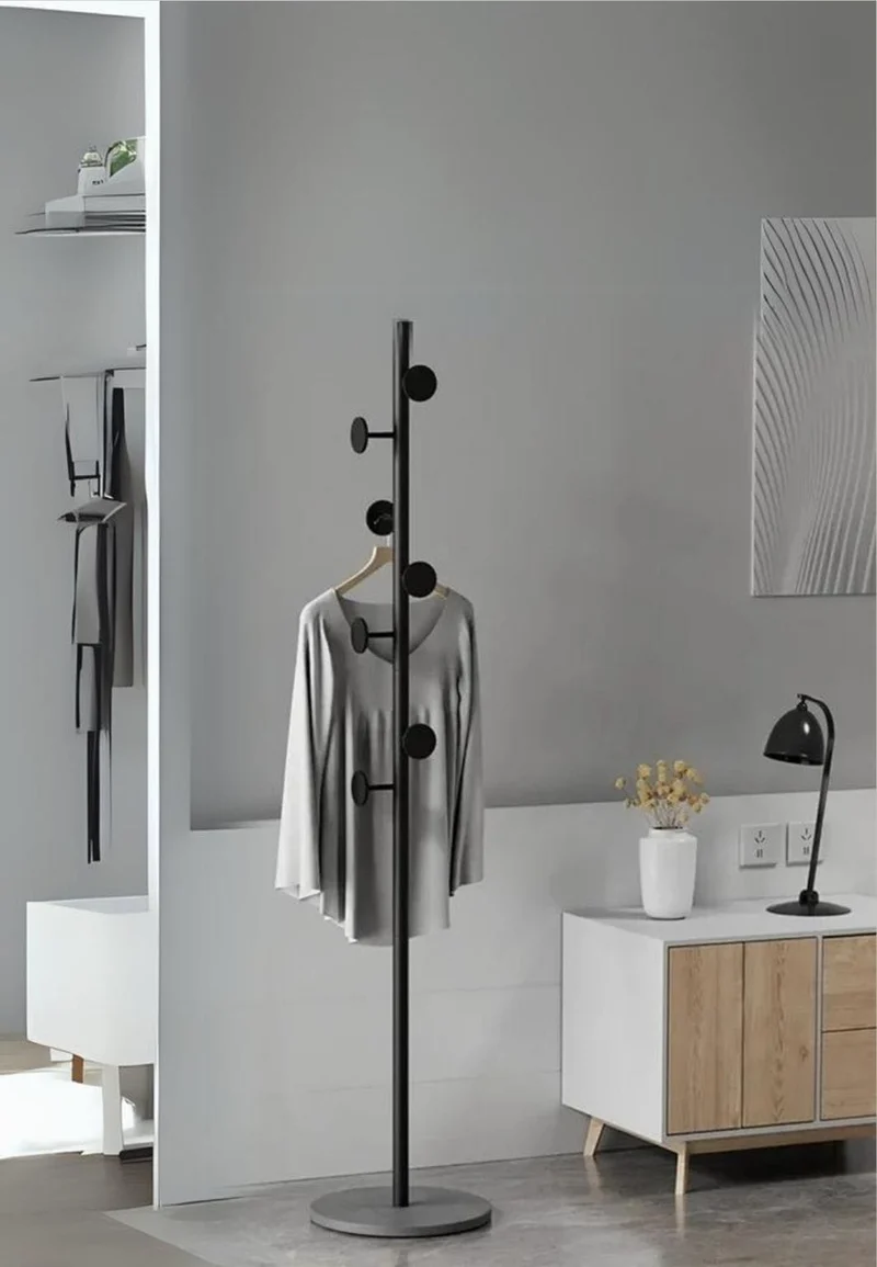 Porte manteau sur pied design champignon noir sur base grise