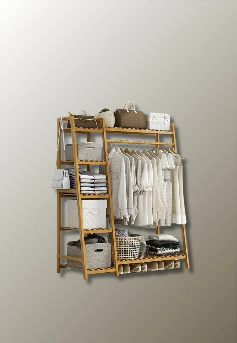 Meuble porte manteau chaussure en bois clair Triangle Etagère