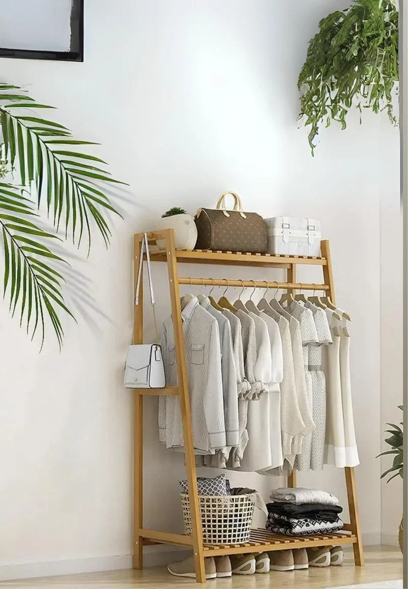 Meuble porte manteau chaussure en bois clair Triangle