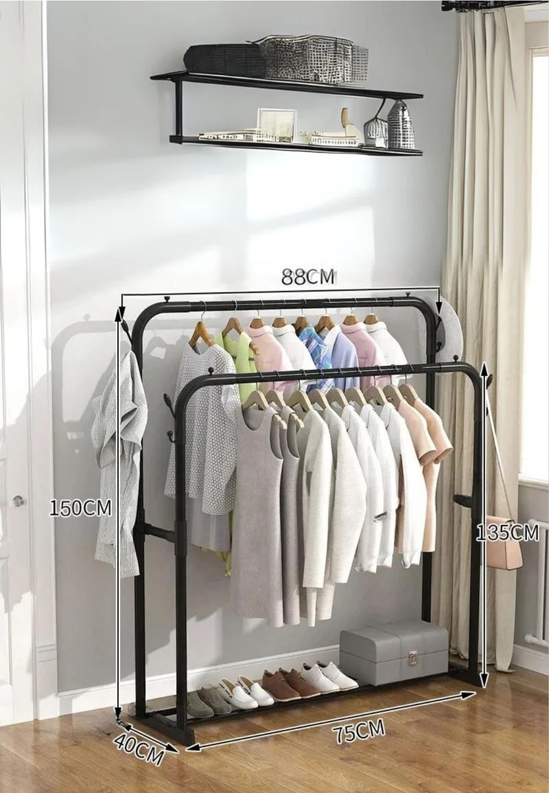 Meuble porte manteau chaussure double tringle unique étagère fixe