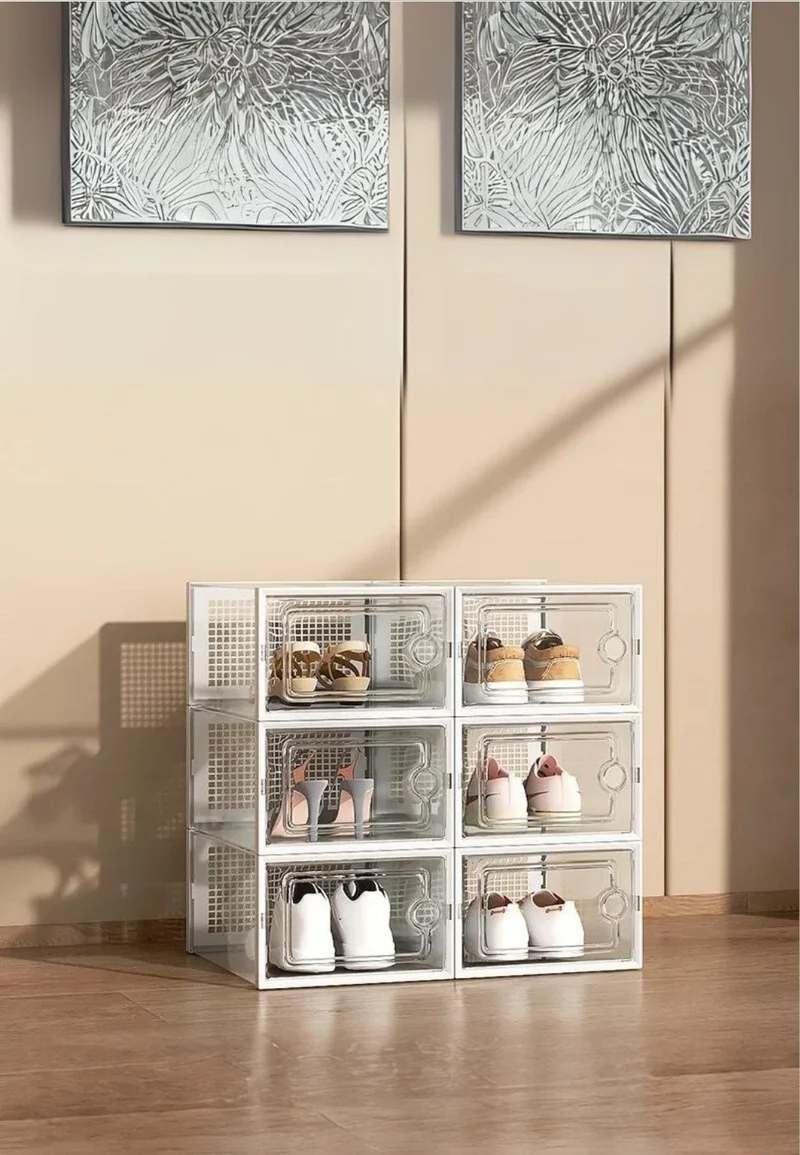 Meuble porte manteau chaussure 6 boites Blanches