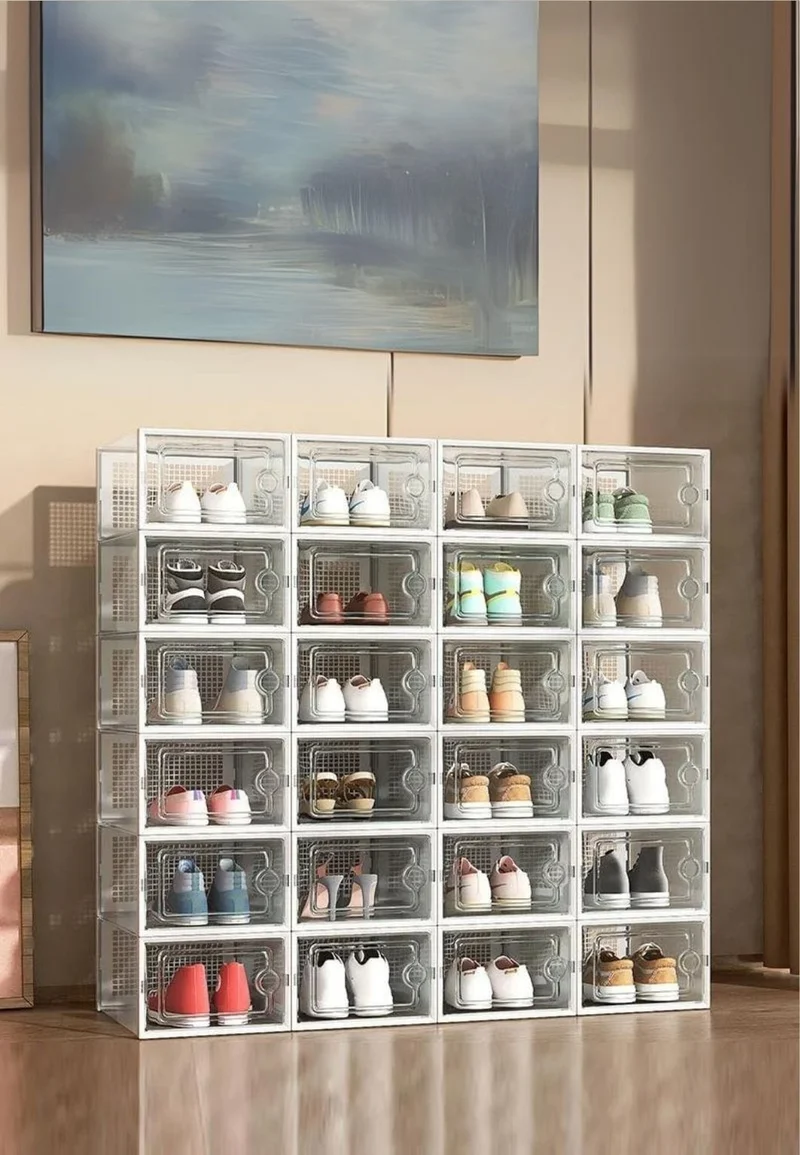 Meuble porte manteau chaussure 24 boites Blanches