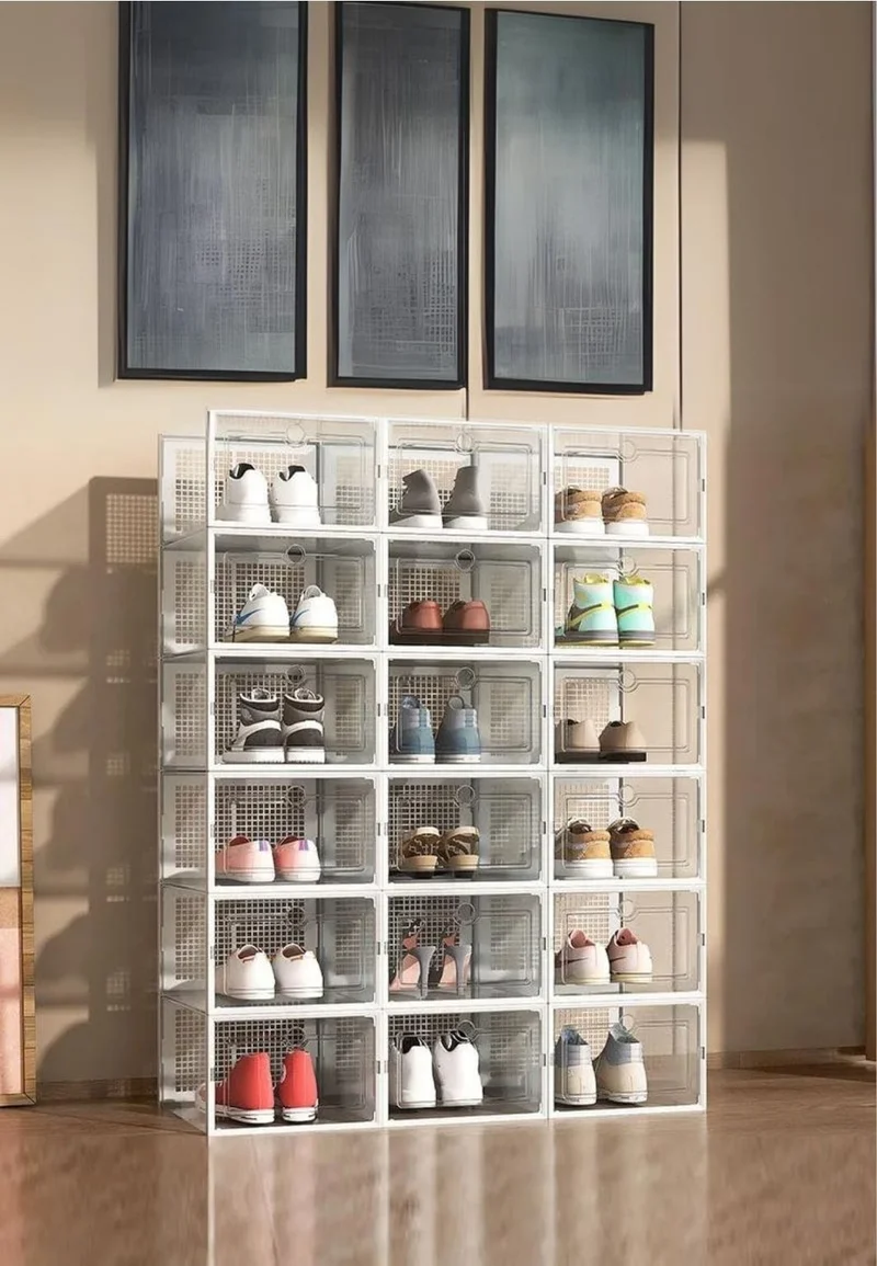 Meuble porte manteau chaussure 18 boites Blanches