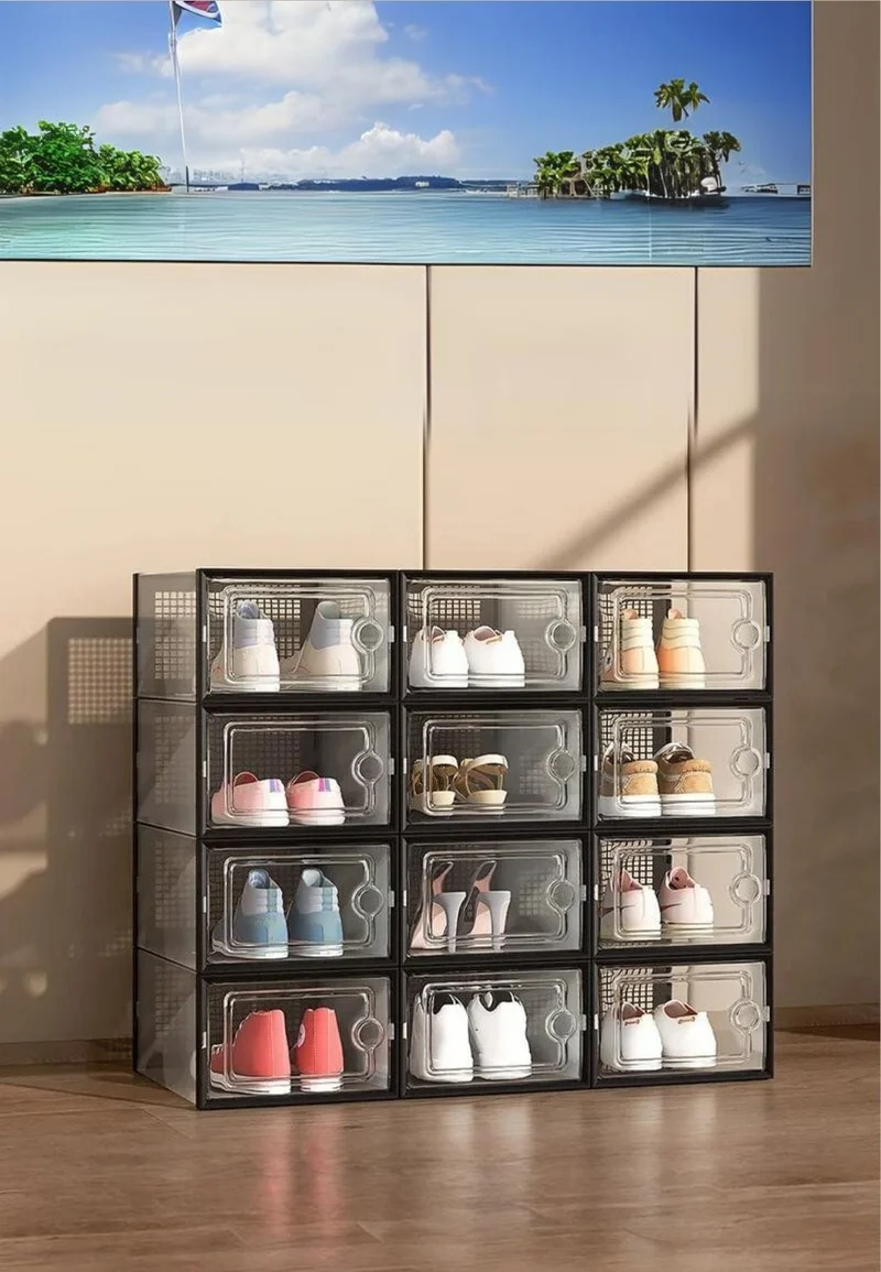 Meuble porte manteau chaussure 12 boites Noires