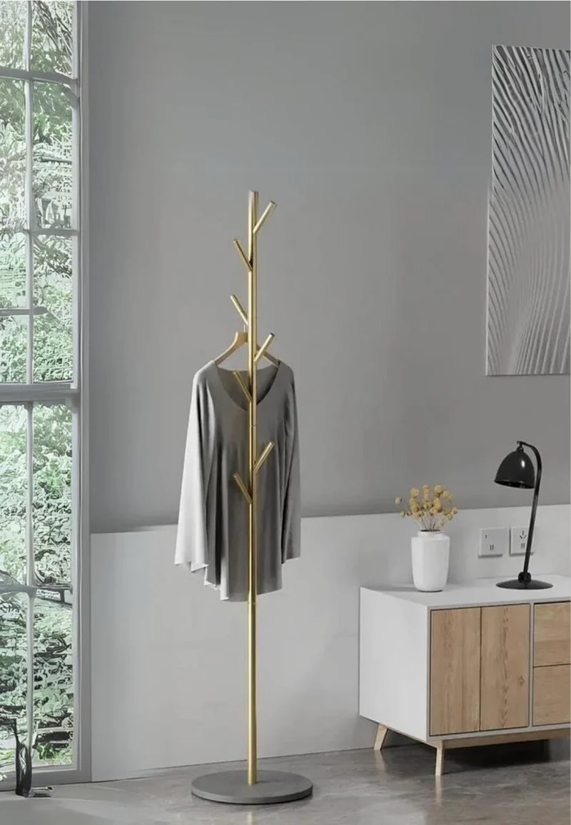 Porte manteau sur pied design champignon doré sur base grise