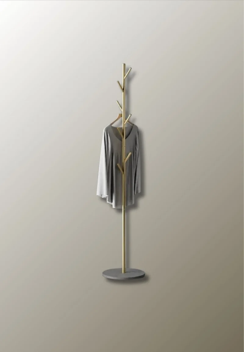 Porte manteau sur pied design champignon doré sur base grise