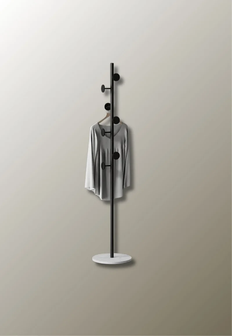 Porte manteau sur pied design champignon noir sur base blanche