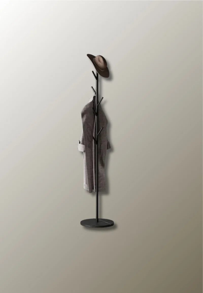 Porte manteau sur pied design arbre noir sur base noire