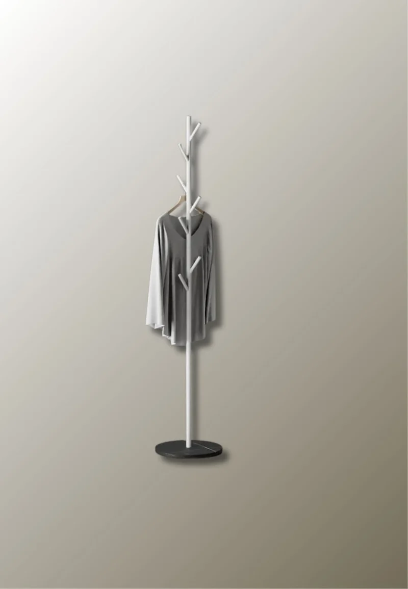 Porte manteau sur pied design champignon blanc sur base noire