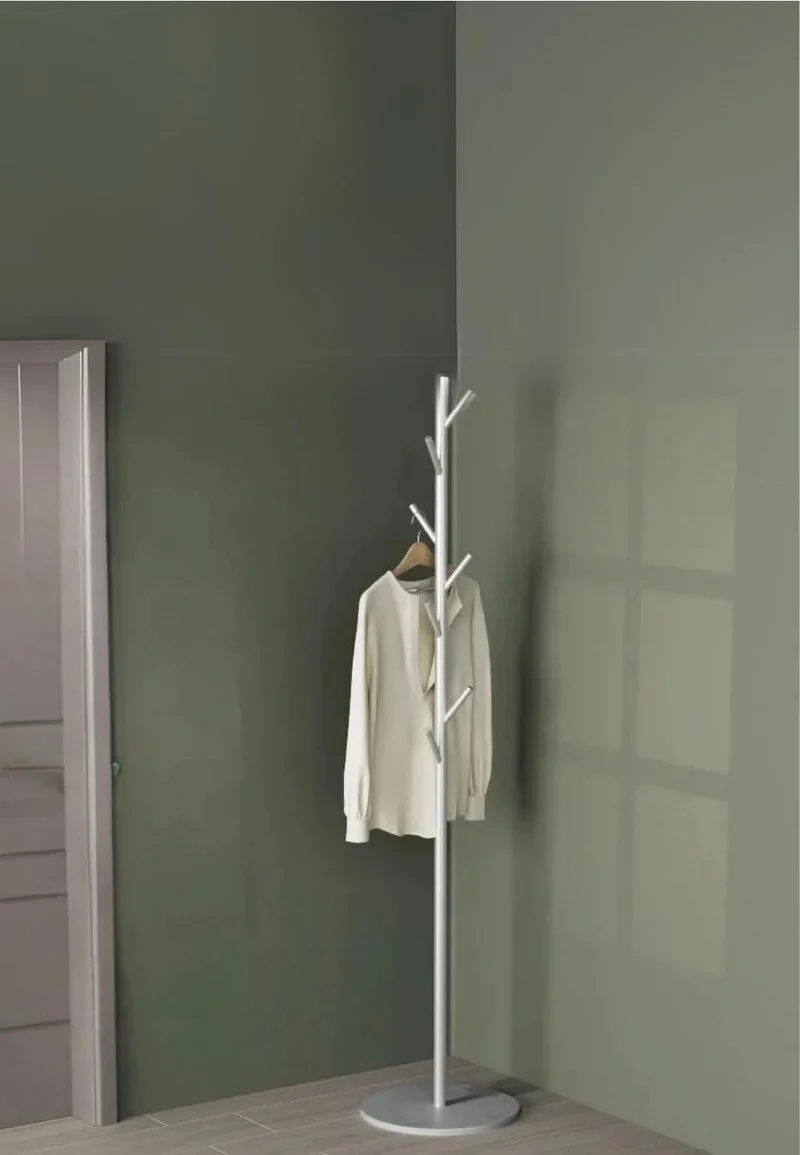 Porte manteau sur pied design arbre gris sur base noire