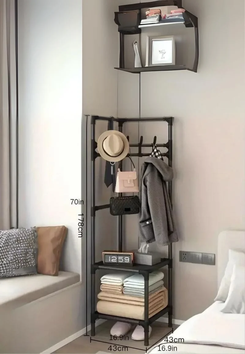 Meuble porte manteau chaussure en métal noir simple