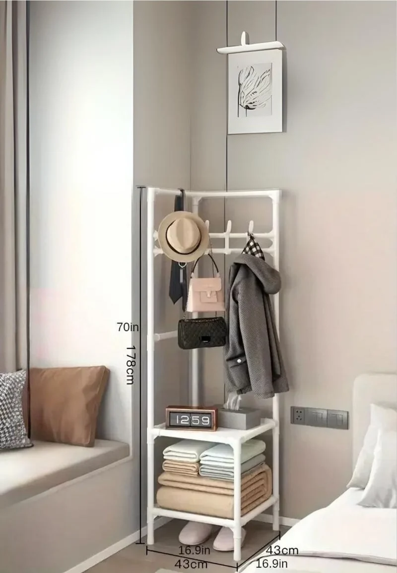 Meuble porte manteau chaussure en métal blanc simple